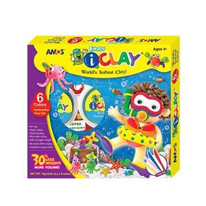 خمیر بازی 6 رنگ آموس مدل   IClay Tool Set Amos IClay Tool Set 6 Colors Play Dough