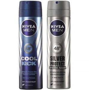 پک اسپری مردانه نیوا مدل Silver Protect Cool Kick بسته دو عددی Nivea And Spray For Men Pack Of 2 