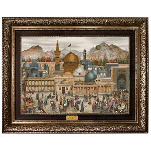 تابلو فرش ماشینی نقش نگار رضوی طرح حرم امام رضا (ع) کد 5057A