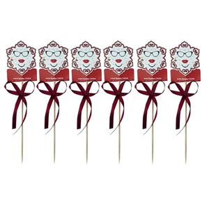 تاپر طرح عینک و لب بسته 6 عددی