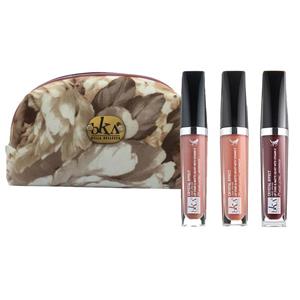 رژ لب مایع بکا کد LG212529 مجموعه 3 عددی به همراه کیف لوازم آرایش کد KM