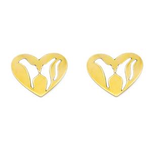 گوشواره طلا 18 عیار زنانه کاپانی طرح قلب کد KE008 