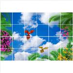 تایل سقفی آسمان مجازی طرح طوطی , گلها و نخل کد ST 2360-24 سایز 60x60 سانتی متر مجموعه 24 عددی