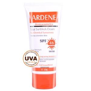 کرم ضد آفتاب رنگی SPF46 آردن فاقد جاذب‎ های شیمیایی مناسب پوست ‎های معمولی و حساس 50 گرم Ardene Total Sunblock Tinted Cream No Chemical Sunscreens SPF46 50 g