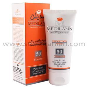 کرم ضد آفتاب رنگی SPF50 مناسب پوست خشک مدیلن 