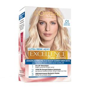 کیت رنگ مو لورآل مدل Excellence شماره 01 رنگ بلوند