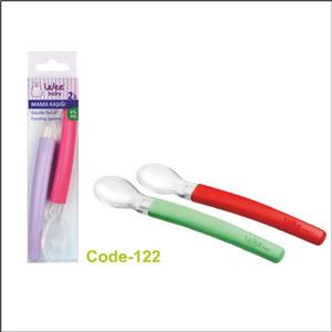 قاشق 2 عددی غذاخوری و سرلاک‌خوری سیلیکونی وی بیبی کد 122 Wee Baby Double Set Of Feeding Spoons Code 122