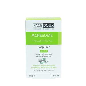 پن شوینده اکنه زوم فیس دوکس مناسب پوست‎ چرب دارای جوش 100گرم Facedoux Acnesome Syndet Bar 100g 