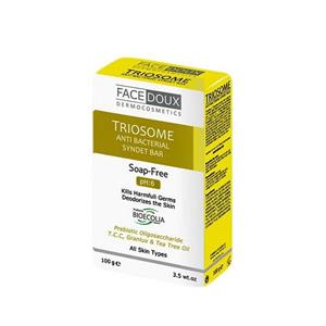 پن شوینده تریوزوم انتی ‎باکتریال فیس دوکس مناسب انواع پوست 100 گرم Facedoux Triosome Syndet Bar 100g 