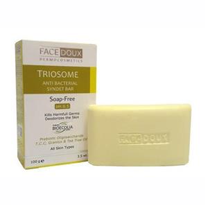 پن شوینده تریوزوم انتی ‎باکتریال فیس دوکس مناسب انواع پوست 100 گرم Facedoux Triosome Syndet Bar 100g 