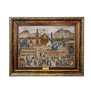 تابلو فرش ماشینی نقش نگار رضوی طرح مشهدالرضا کد 5057H