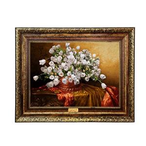 تابلو فرش ماشینی نقش نگار رضوی طرح گل کد 2297KH