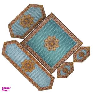 ست 5 تکه ابریشم ترمه عدل کشمیر طرح گل فرنگ g10