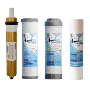 فیلتر دستگاه تصفیه کننده آب آکوا پیورست مدل RO-NEW GOLD 04 مجموعه 3 عددی به همراه فیلتر ممبران گلد تورای کد 75G
