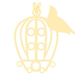 آویز گردنبند طلا 18 عیار زنانه کرابو طرح پرنده و قفس  مدل Kr3657 