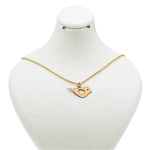 گردنبند طلا 24 عیار زنانه آلتین هنر طرح قلب و گنجشک کد 1001314 
