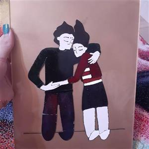 تابلو ویترای طرح عاشقانه