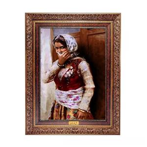 تابلو فرش ماشینی نقش نگار رضوی طرح دختر روستایی کد 1155C