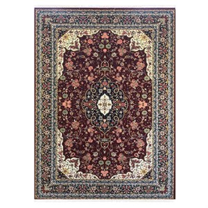 فرش ماشینی ستاره کویر یزد مدل شاهکارنوین کد n-83 زمینه لاکی