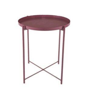 میز عسلی فلزی سینی دار صورتی مدل میزک