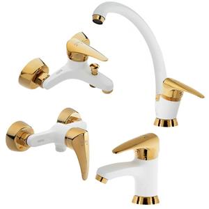 ست شیرآلات پادرا مدل بتا سفید طلایی