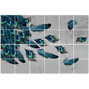 تایل سقفی آسمان مجازی طرح پر طاووس کد 3D2138-24 سایز 60x60 سانتی متر مجموعه 24 عددی