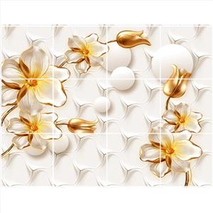 تایل سقفی طرح گل و غنچه  کد 3D1869-12 سایز 60x60 سانتی متر مجموعه 12عددی