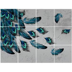 تایل سقفی آسمان مجازی  طرح پر طاووس کد 3D2138-12 سایز 60x60 سانتی متر مجموعه 12عددی
