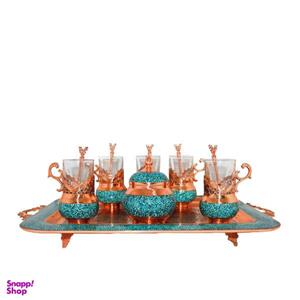 سرویس چای خوری فیروزه کوبی 8 پارچه کد 009 