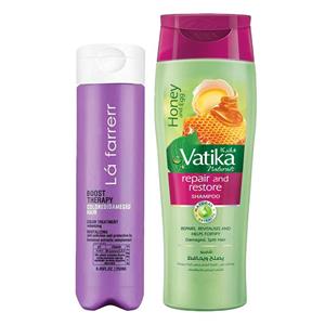 شامپو تقویت کننده و ترمیم کننده مو واتیکا مدل Honey and Egg حجم 400 میلی لیتر به همراه شامپو ترمیم کننده مو لافارر مدل Boost Therapy حجم 250 میلی لیتر