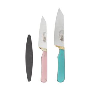 چاقو آشپزخانه ثمین دست زنجان مدل SDZ22-112 مجموعه 2 عددی به همراه سنگ چاقو تیز کن 