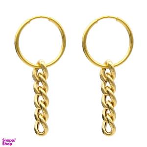 گوشواره طلا 18 عیار زنانه کاپانی مدل حلقه ای با آویز کد KE021 