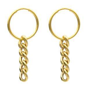 گوشواره طلا 18 عیار زنانه کاپانی مدل حلقه ای با آویز کد KE021 