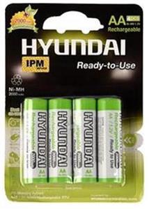 باتری قلمی قابل شارژ هیوندای مدل NI-MH بسته 4 عددی Hyundai NI-MH Rechargeable AA Battery Pack Of 4