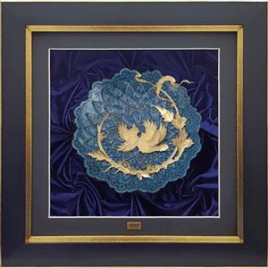 تابلو طلاکوب زرین هنر ایران مدل مینا گل و مرغ مینیاتوری