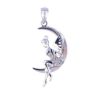 آویز گردنبند نقره زنانه مدل ماه و فرشته کد AMT_M022 
