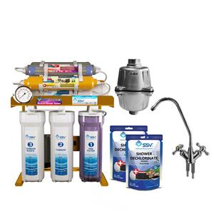 دستگاه تصفیه آب اس اس وی مدل  MaxGold 2W X1000 Packed SSCH به همراه شیر دوکاره و فیلتر دوش و شارژ یدک وزن 140 گرم مجموعه 2 عددی