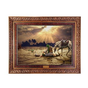 تابلو فرش ماشینی نقش نگار رضوی طرح شهادت حضرت اباالفضل (ع) کد 96KC