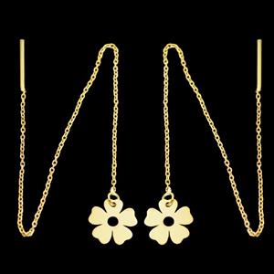 گوشواره طلا 18 عیار زنانه طلای مستجابی مدل بخیه ای گل  کد 670176 