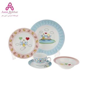 سرویس چینی 5 پارچه کودک چینی زرین ایران سری ایتالیا اف مدل Series Paria Blue And Pink درجه عالی