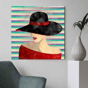 تابلو بوم طرح نیم رخ زن کد ART-2752