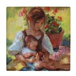 کاشی کارنیلا طرح نقاشی دختر و کودک کد wkk3572