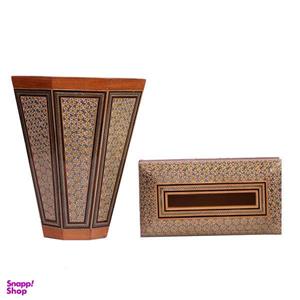 ست جعبه دستمال کاغذی و سطل خاتم کاری هنرلوکس مدل KH6