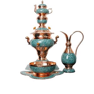 سرویس سماور 5 پارچه فیروزه کوبی کد 60 