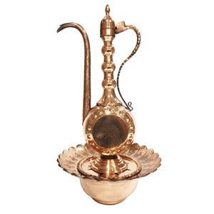 ست آفتابه و لگن مسی طرح گلبرگ کد 4