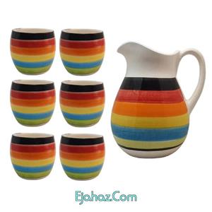 ست 7 تکه پارچ و لیوان سرامیکی مدل رنگین کمان