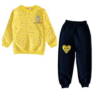 ست سویشرت و شلوار دخترانه مدل گلریز رنگ زرد