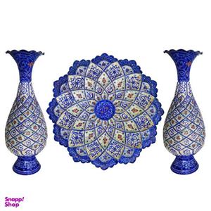 ست ۳ تکه گلدان و بشقاب میناکاری کد s25-2