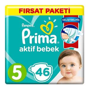 پوشک پریما مدل Aktif سایز 5 بسته 46 عددی مجموعه 2 عددی