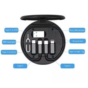 کابل تبدیل USB/USB-C به microUSB / لایتنینگ / USB-C ریمکس مدل RC_190 طول 0.29 متر به همراه سوزن سیم کارت